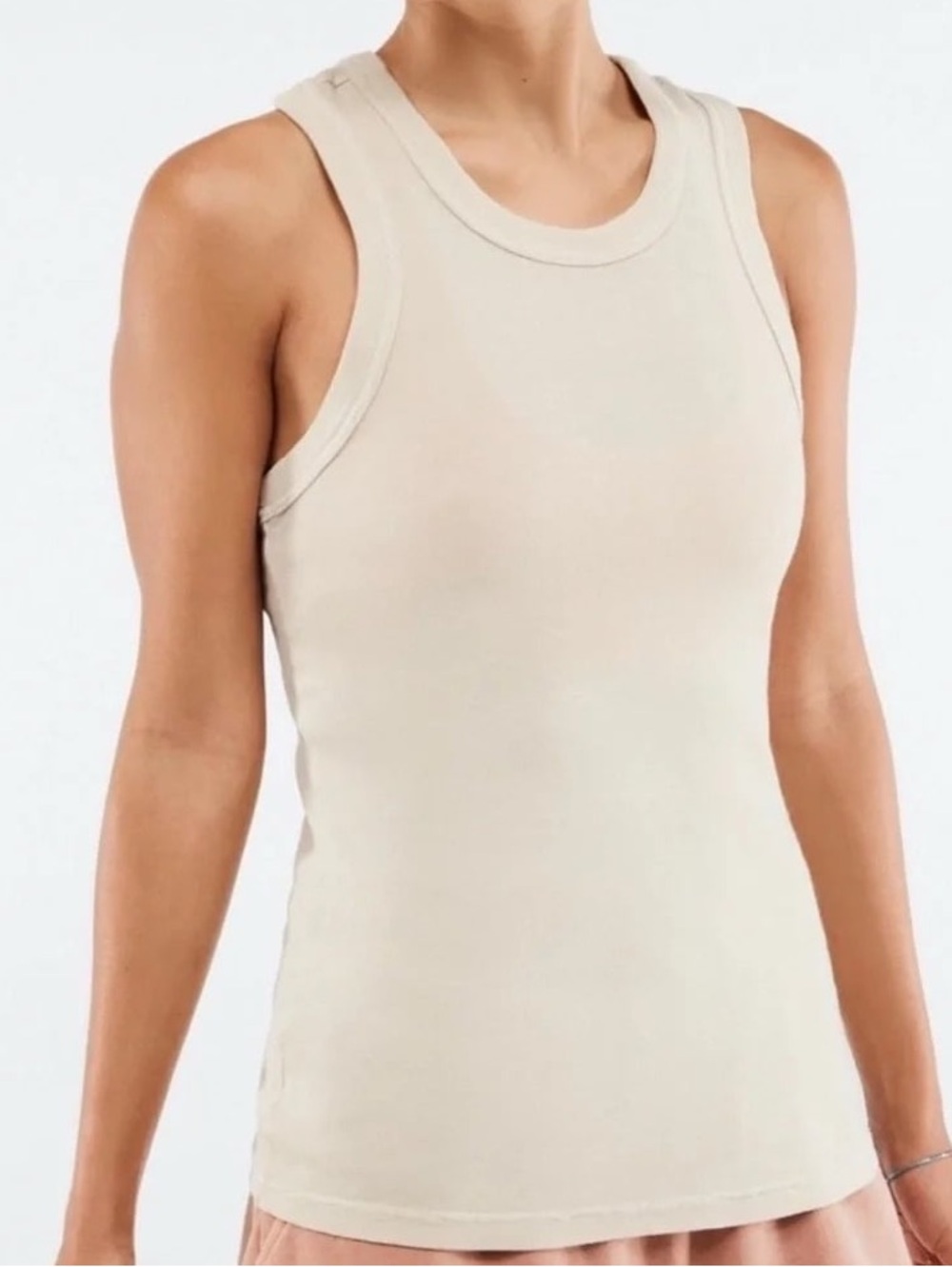 ❤️‍🔥❤️ Fabletics Cream Ribbed Racerback tinsley Tank xs